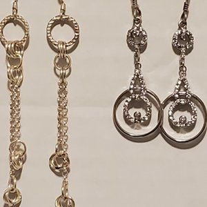 2 pair earrings, 1 Sterling Silver rhinestone Earrings Dangle Drop Earrings OBO